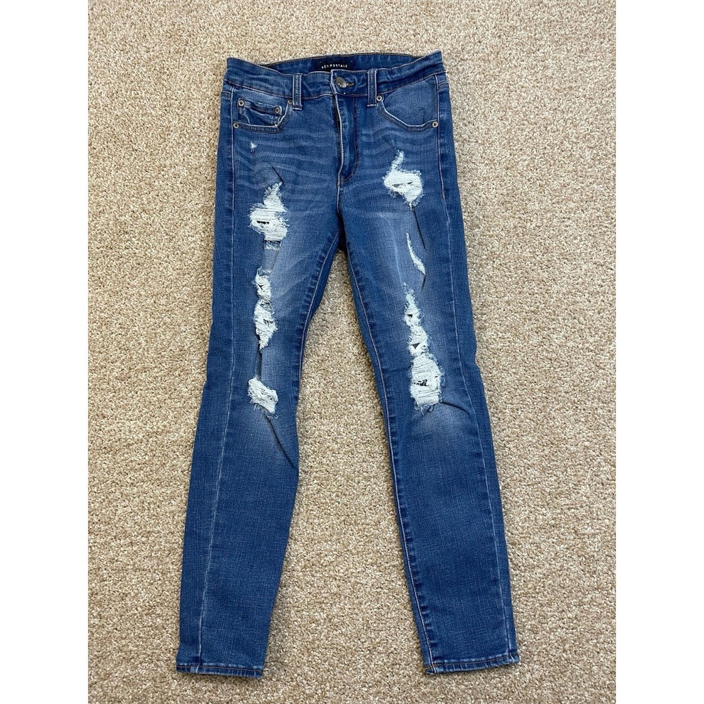 Aero Aeropostale Jeans Jegging Womens 26 High-Rise Distressed Blue Denim